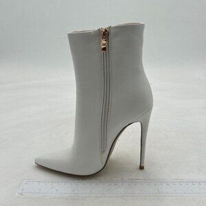 White Fashion High Heel Ankle Boot Pointed Toe Stilettos Zipper Unique Shoes